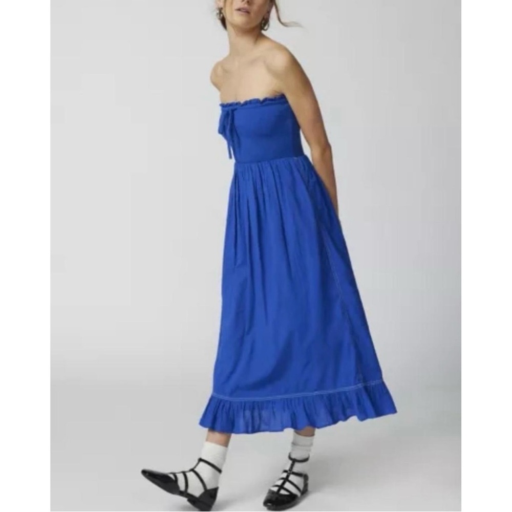 Urban Outfitters Cobalt Blue Strapless Midi Dress